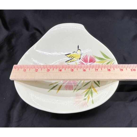 Vintage Red Wing Abstract Pink Spice Floral Butterfly Lug Handle Serving Bowl - Picture 10 of 11